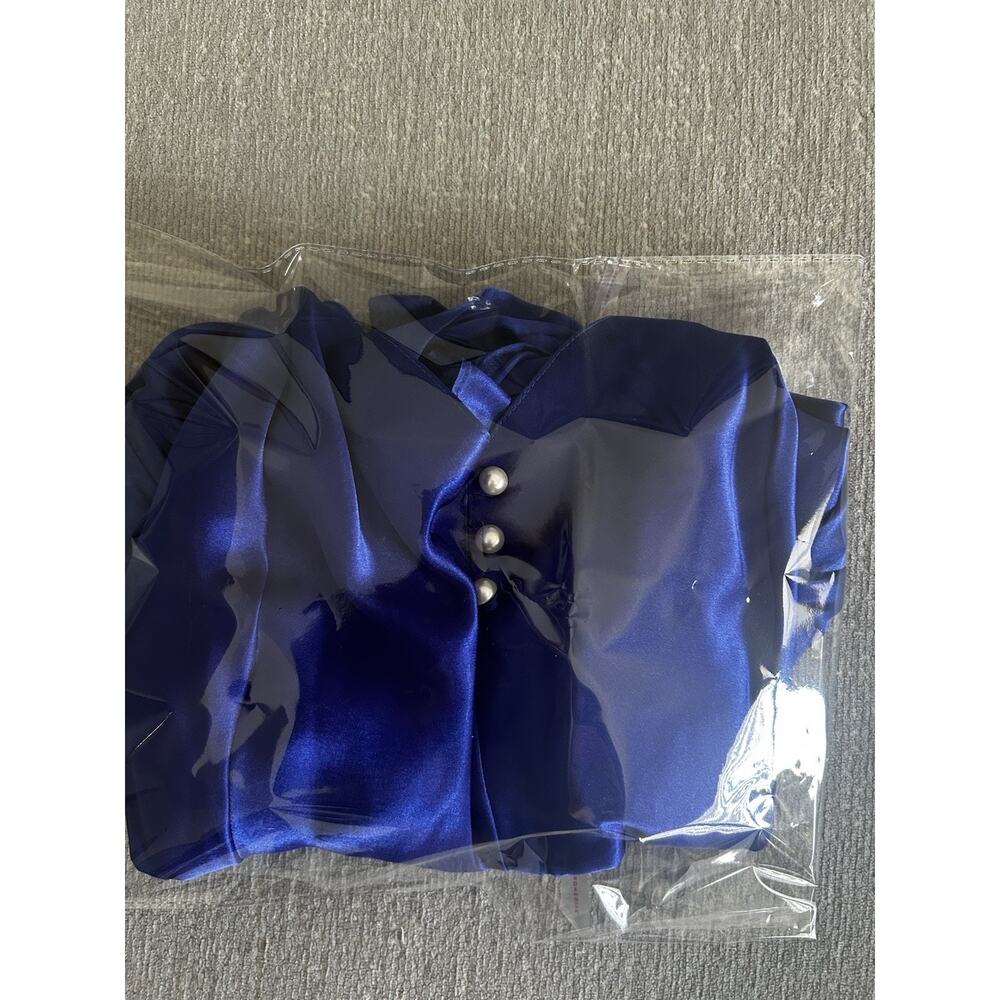 Cacique Blue  Satin Teddy Romper Lingerie SZ L Whimsigoth Fairy - Picture 10 of 11